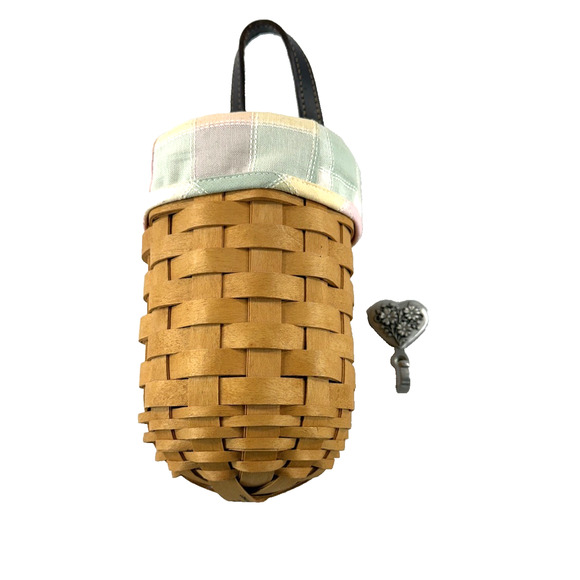 2001 Longaberger Foyer Basket w/Liner, Protector & Metal Hanger 7.5"RD x 8.75"H - Picture 1 of 4